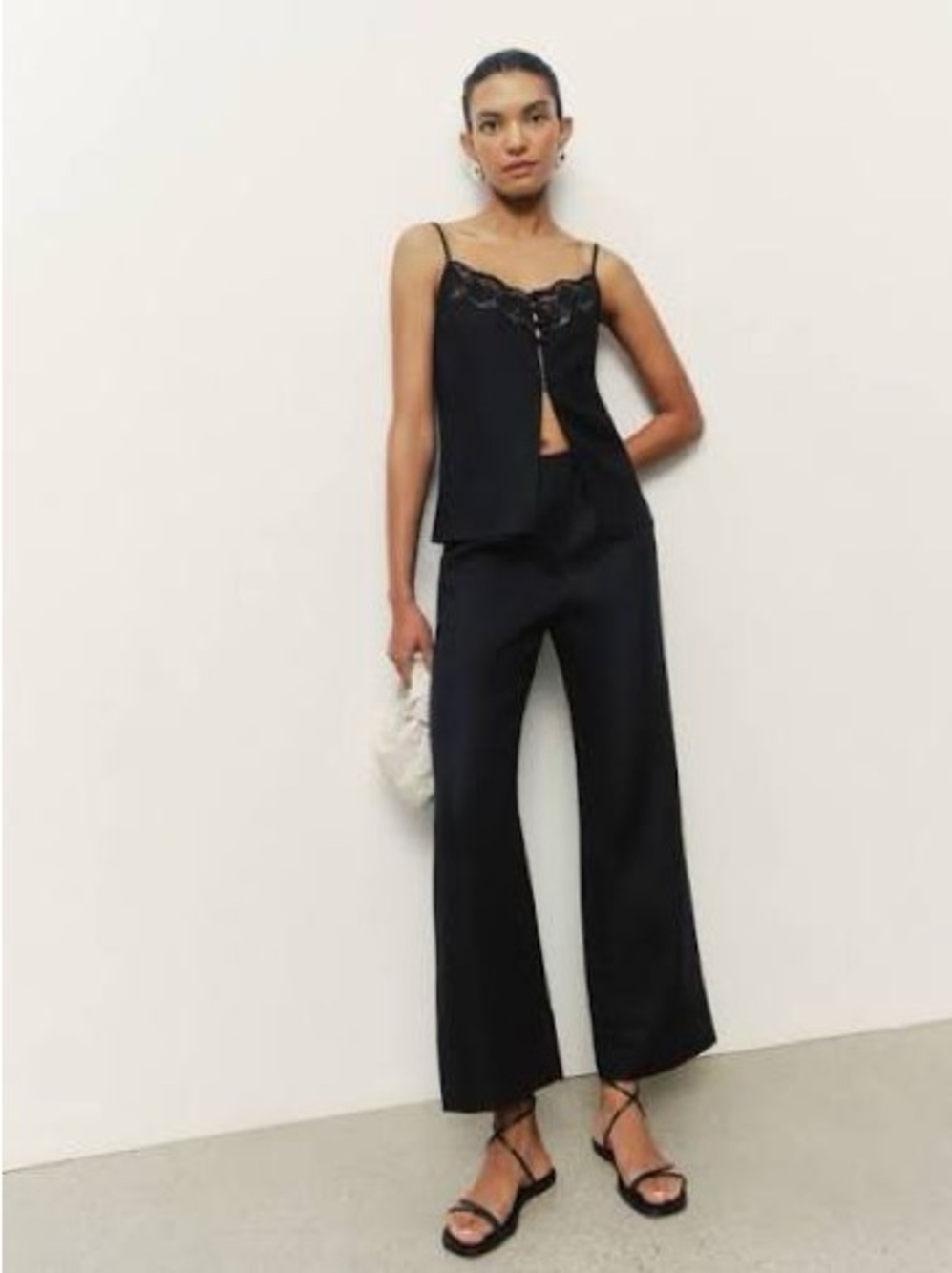 Reformation Tess Black Linen Matching Set